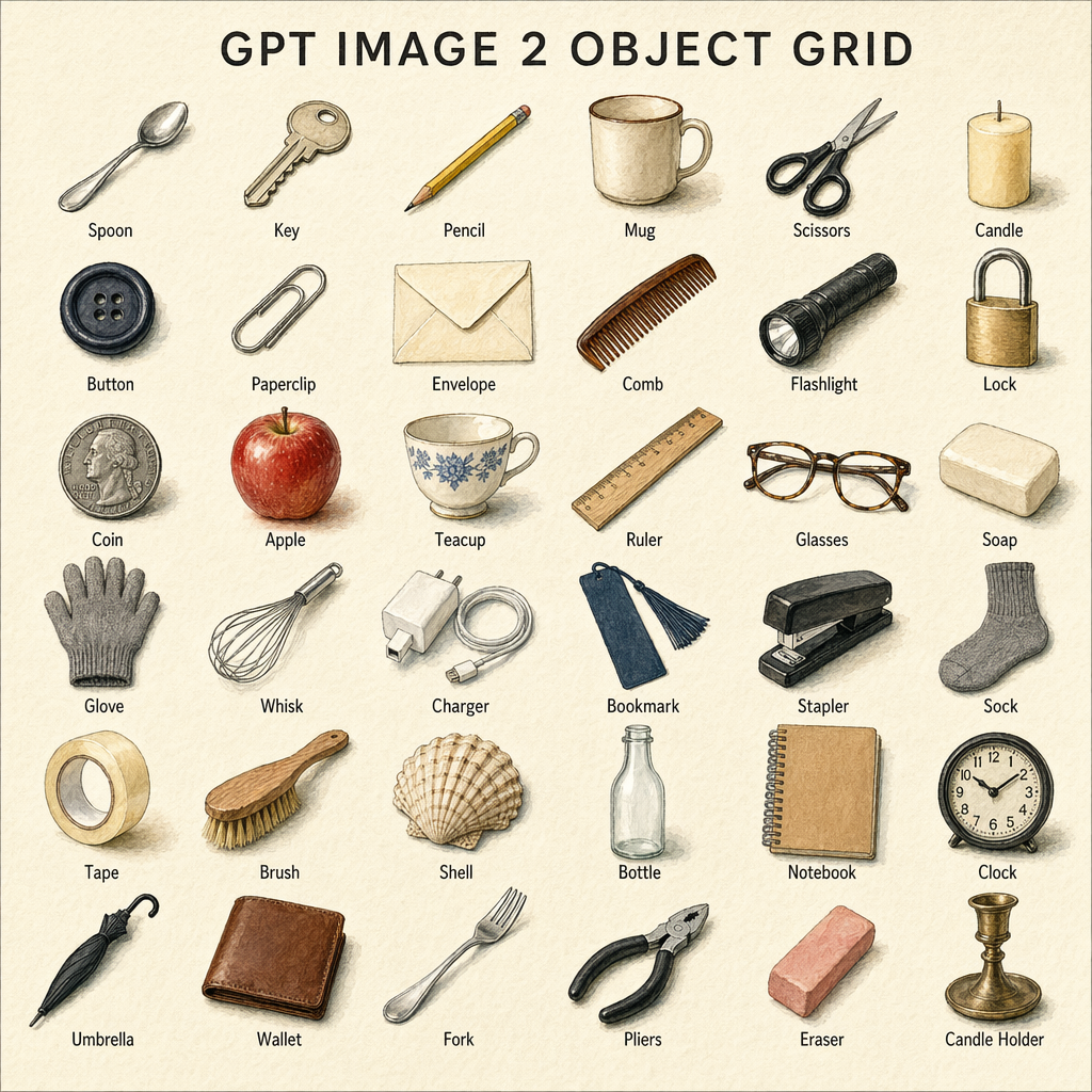 GPT Image 2 水彩オブジェクトグリッド編集